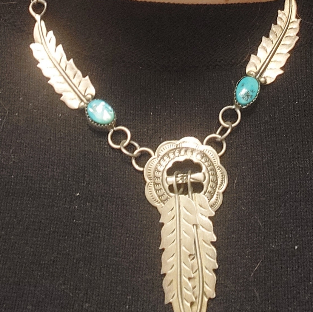 Navaho Sterling Silver & Turquoise Necklace
